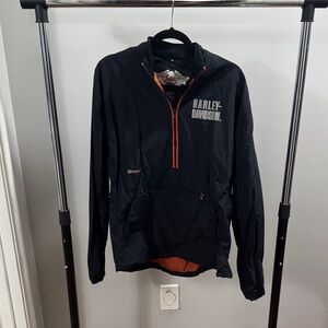 Harley-Davidson Black Windbreaker with Orange Accents